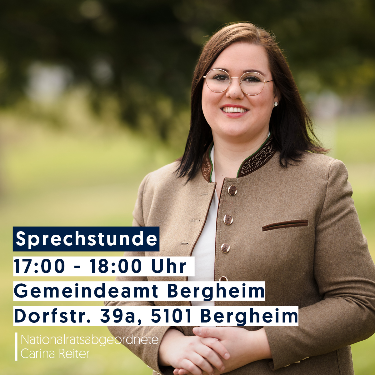Read more about the article Sprechstunde v. NR Carina Reiter  Bergheim